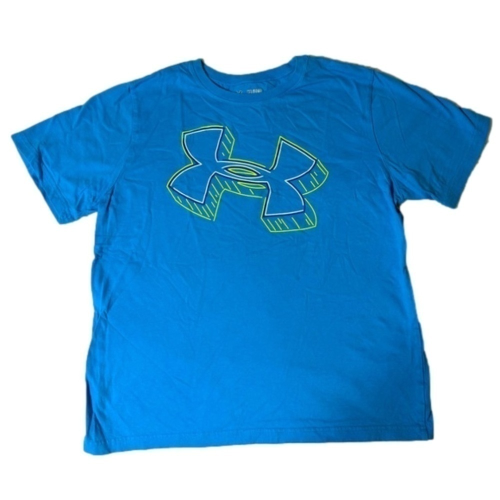 Under Armour Turquoise 100% Cotton Youth XL 14/16 Short Sleeve Shirt Top